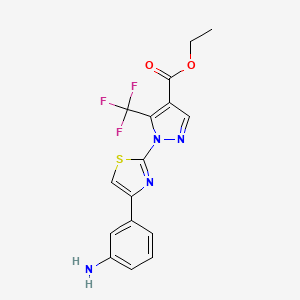 ethyl 1-[4-(3-aminophenyl)-1,3-thiazol-2-yl]-5-(trifluoromethyl)-1H-pyrazole-4-carboxylate