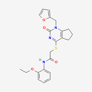 molecular formula C22H23N3O4S B2377053 N-(2-乙氧基苯基)-2-((1-(呋喃-2-基甲基)-2-氧代-2,5,6,7-四氢-1H-环戊并[d]嘧啶-4-基)硫代)乙酰胺 CAS No. 899987-05-4