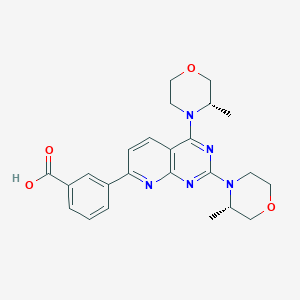 molecular formula C24H27N5O4 B2377065 3-[2,4-bis[(3S)-3-methylmorpholin-4-yl]pyrido[2,3-d]pyrimidin-7-yl]benzoic acid CAS No. 1009298-69-4