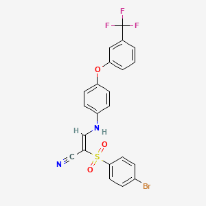 2-((4-Bromophenyl)sulfonyl)-3-((4-(3-(trifluoromethyl)phenoxy)phenyl)amino)prop-2-enenitrile