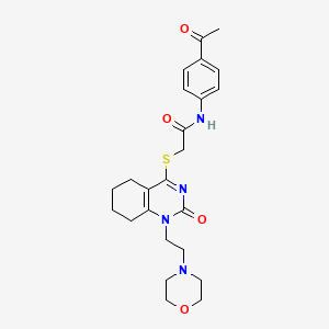 molecular formula C24H30N4O4S B2377083 N-(4-acetylphenyl)-2-((1-(2-morpholinoethyl)-2-oxo-1,2,5,6,7,8-hexahydroquinazolin-4-yl)thio)acetamide CAS No. 898460-98-5