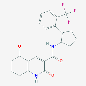 molecular formula C22H21F3N2O3 B2377093 2,5-Dioxo-N-[2-[2-(trifluoromethyl)phenyl]cyclopentyl]-1,6,7,8-tetrahydroquinoline-3-carboxamide CAS No. 2490403-96-6