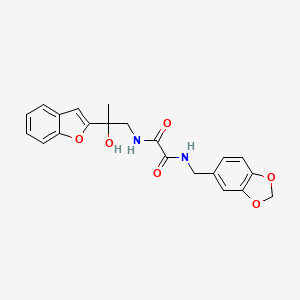 molecular formula C21H20N2O6 B2377094 N1-(benzo[d][1,3]dioxol-5-ylmethyl)-N2-(2-(benzofuran-2-yl)-2-hydroxypropyl)oxalamide CAS No. 2034546-61-5