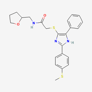 2-((2-(4-(methylthio)phenyl)-5-phenyl-1H-imidazol-4-yl)thio)-N-((tetrahydrofuran-2-yl)methyl)acetamide