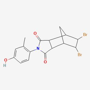 molecular formula C16H15Br2NO3 B2377109 5,6-dibromo-2-(4-hydroxy-2-methylphenyl)hexahydro-1H-4,7-methanoisoindole-1,3(2H)-dione CAS No. 1217674-07-1