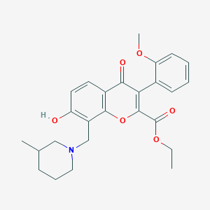 Ethyl 7-hydroxy-3-(2-methoxyphenyl)-8-[(3-methylpiperidin-1-yl)methyl]-4-oxochromene-2-carboxylate
