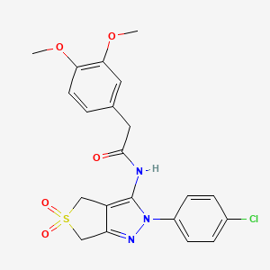 molecular formula C21H20ClN3O5S B2377119 N-(2-(4-chlorophenyl)-5,5-dioxido-4,6-dihydro-2H-thieno[3,4-c]pyrazol-3-yl)-2-(3,4-dimethoxyphenyl)acetamide CAS No. 449791-70-2