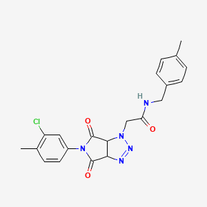 molecular formula C21H20ClN5O3 B2377124 2-[5-(3-chloro-4-methylphenyl)-4,6-dioxo-4,5,6,6a-tetrahydropyrrolo[3,4-d][1,2,3]triazol-1(3aH)-yl]-N-(4-methylbenzyl)acetamide CAS No. 1052561-06-4