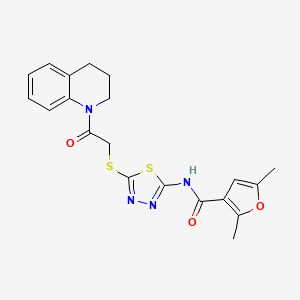 molecular formula C20H20N4O3S2 B2377127 N-(5-((2-(3,4-二氢喹啉-1(2H)-基)-2-氧代乙基)硫代)-1,3,4-噻二唑-2-基)-2,5-二甲基呋喃-3-甲酰胺 CAS No. 1219906-28-1