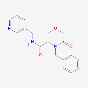 molecular formula C18H19N3O3 B2377132 4-苄基-5-氧代-N-(吡啶-3-基甲基)吗啉-3-甲酰胺 CAS No. 1351584-90-1