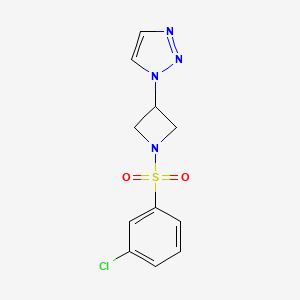 molecular formula C11H11ClN4O2S B2377135 1-(1-((3-chlorophenyl)sulfonyl)azetidin-3-yl)-1H-1,2,3-triazole CAS No. 2034431-48-4