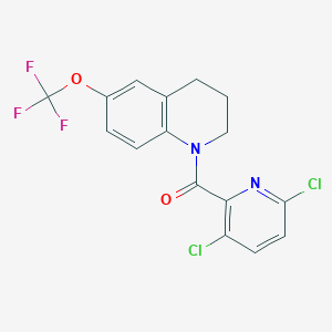 molecular formula C16H11Cl2F3N2O2 B2377145 1-(3,6-Dichloropyridine-2-carbonyl)-6-(trifluoromethoxy)-1,2,3,4-tetrahydroquinoline CAS No. 1119384-63-2