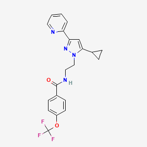 molecular formula C21H19F3N4O2 B2377151 N-(2-(5-cyclopropyl-3-(pyridin-2-yl)-1H-pyrazol-1-yl)ethyl)-4-(trifluoromethoxy)benzamide CAS No. 1797307-01-7