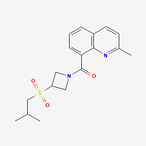 molecular formula C18H22N2O3S B2377152 (3-(Isobutylsulfonyl)azetidin-1-yl)(2-methylquinolin-8-yl)methanone CAS No. 1797846-37-7