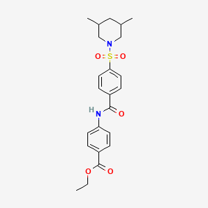 molecular formula C23H28N2O5S B2377156 ethyl 4-{4-[(3,5-dimethylpiperidin-1-yl)sulfonyl]benzamido}benzoate CAS No. 392324-09-3