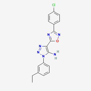 molecular formula C18H15ClN6O B2377159 5-[3-(4-Chlorophenyl)-1,2,4-oxadiazol-5-yl]-3-(3-ethylphenyl)triazol-4-amine CAS No. 892778-58-4