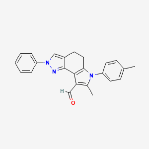 molecular formula C24H21N3O B2377160 7-Methyl-6-(4-methylphenyl)-2-phenyl-4,5-dihydropyrrolo[2,3-g]indazole-8-carbaldehyde CAS No. 556112-31-3