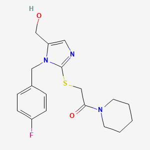 2-((1-(4-fluorobenzyl)-5-(hydroxymethyl)-1H-imidazol-2-yl)thio)-1-(piperidin-1-yl)ethanone