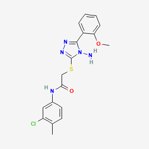 molecular formula C18H18ClN5O2S B2377164 2-[[4-氨基-5-(2-甲氧基苯基)-1,2,4-三唑-3-基]硫代]-N-(3-氯-4-甲基苯基)乙酰胺 CAS No. 734536-34-6