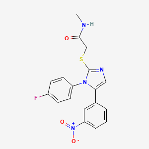 molecular formula C18H15FN4O3S B2377169 2-((1-(4-氟苯基)-5-(3-硝基苯基)-1H-咪唑-2-基)硫代)-N-甲基乙酰胺 CAS No. 1235014-02-4