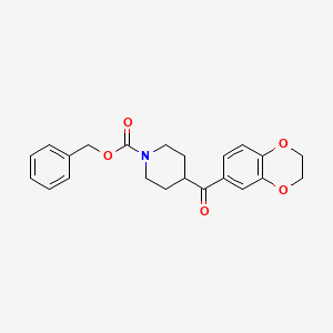 molecular formula C22H23NO5 B2377177 Benzyl 4-(2,3-dihydro-1,4-benzodioxine-6-carbonyl)piperidine-1-carboxylate CAS No. 1089579-09-8