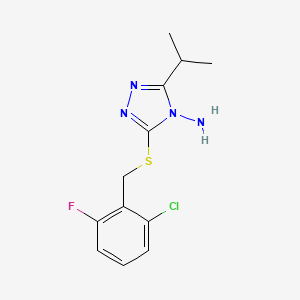 molecular formula C12H14ClFN4S B2377180 3-((2-chloro-6-fluorobenzyl)thio)-5-isopropyl-4H-1,2,4-triazol-4-amine CAS No. 780823-00-9