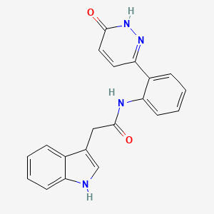 molecular formula C20H16N4O2 B2377197 2-(1H-indol-3-yl)-N-(2-(6-oxo-1,6-dihydropyridazin-3-yl)phenyl)acetamide CAS No. 1428357-27-0