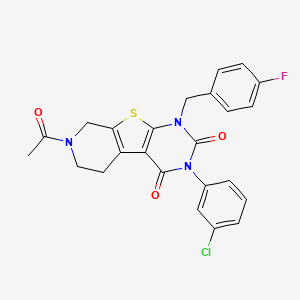11-Acetyl-4-(3-chlorophenyl)-6-[(4-fluorophenyl)methyl]-8-thia-4,6,11-triazatricyclo[7.4.0.0^{2,7}]trideca-1(9),2(7)-diene-3,5-dione
