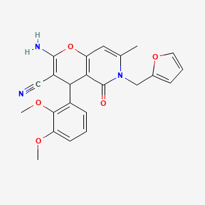 2-amino-4-(2,3-dimethoxyphenyl)-6-(furan-2-ylmethyl)-7-methyl-5-oxo-5,6-dihydro-4H-pyrano[3,2-c]pyridine-3-carbonitrile