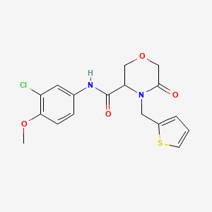 N-(3-chloro-4-methoxyphenyl)-5-oxo-4-(thiophen-2-ylmethyl)morpholine-3-carboxamide