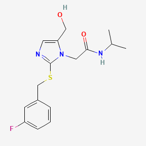 molecular formula C16H20FN3O2S B2377233 2-(2-((3-fluorobenzyl)thio)-5-(hydroxymethyl)-1H-imidazol-1-yl)-N-isopropylacetamide CAS No. 921867-22-3