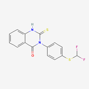 molecular formula C15H10F2N2OS2 B2377241 3-{4-[(Difluoromethyl)sulfanyl]phenyl}-2-sulfanyl-3,4-dihydroquinazolin-4-one CAS No. 380427-12-3