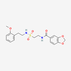 molecular formula C19H22N2O6S B2377246 N-[2-[2-(2-甲氧基苯基)乙基磺酰基]乙基]-1,3-苯并二氧杂环-5-甲酰胺 CAS No. 899968-46-8