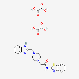 molecular formula C25H26N6O9S B2377248 2-(4-((1H-benzo[d]imidazol-2-yl)methyl)piperazin-1-yl)-N-(benzo[d]thiazol-2-yl)acetamide dioxalate CAS No. 1351615-74-1