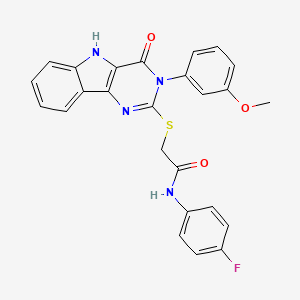 molecular formula C25H19FN4O3S B2377249 N-(4-fluorophenyl)-2-[[3-(3-methoxyphenyl)-4-oxo-5H-pyrimido[5,4-b]indol-2-yl]sulfanyl]acetamide CAS No. 536706-42-0
