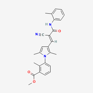 molecular formula C26H25N3O3 B2377261 methyl 3-[3-[(E)-2-cyano-3-(2-methylanilino)-3-oxoprop-1-enyl]-2,5-dimethylpyrrol-1-yl]-2-methylbenzoate CAS No. 340309-10-6