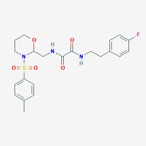 molecular formula C22H26FN3O5S B2377264 N1-(4-氟苯乙基)-N2-((3-甲苯磺酰基-1,3-恶唑烷-2-基)甲基)草酰胺 CAS No. 872862-85-6