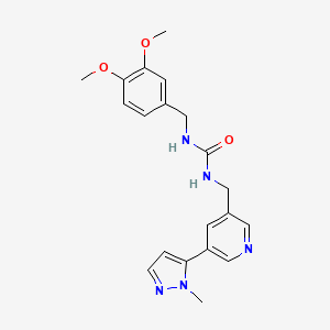 molecular formula C20H23N5O3 B2377265 1-(3,4-dimethoxybenzyl)-3-((5-(1-methyl-1H-pyrazol-5-yl)pyridin-3-yl)methyl)urea CAS No. 2034385-40-3