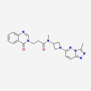 molecular formula C21H22N8O2 B2377277 N-甲基-N-(1-(3-甲基-[1,2,4]三唑并[4,3-b]哒嗪-6-基)氮杂环丁-3-基)-3-(4-氧代喹唑啉-3(4H)-基)丙酰胺 CAS No. 2309343-39-1