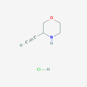 molecular formula C6H10ClNO B2377288 3-Ethynylmorpholine hydrochloride CAS No. 1864052-23-2