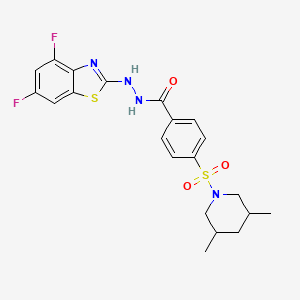 molecular formula C21H22F2N4O3S2 B2377291 N'-(4,6-difluorobenzo[d]thiazol-2-yl)-4-((3,5-dimethylpiperidin-1-yl)sulfonyl)benzohydrazide CAS No. 851988-34-6