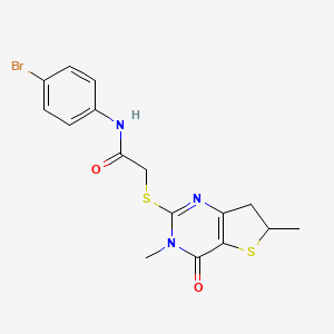 molecular formula C16H16BrN3O2S2 B2377295 N-(4-溴苯基)-2-((3,6-二甲基-4-氧代-3,4,6,7-四氢噻吩并[3,2-d]嘧啶-2-基)硫代)乙酰胺 CAS No. 688353-30-2