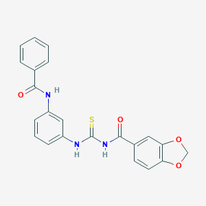 molecular formula C22H17N3O4S B237730 N-[3-({[(1,3-benzodioxol-5-ylcarbonyl)amino]carbothioyl}amino)phenyl]benzamide 