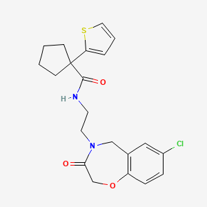 N-(2-(7-chloro-3-oxo-2,3-dihydrobenzo[f][1,4]oxazepin-4(5H)-yl)ethyl)-1-(thiophen-2-yl)cyclopentanecarboxamide