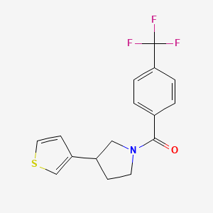 molecular formula C16H14F3NOS B2377320 (3-(Thiophen-3-yl)pyrrolidin-1-yl)(4-(trifluoromethyl)phenyl)methanone CAS No. 2191267-38-4