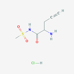 molecular formula C6H11ClN2O3S B2377335 2-氨基-N-甲烷磺酰基戊-4-炔酰胺盐酸盐 CAS No. 2094130-11-5