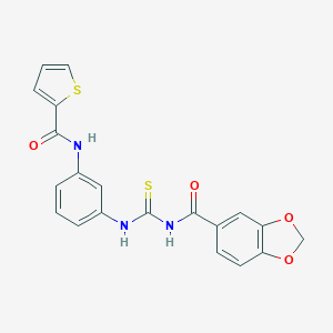 molecular formula C20H15N3O4S2 B237734 N-({3-[(thiophen-2-ylcarbonyl)amino]phenyl}carbamothioyl)-1,3-benzodioxole-5-carboxamide 