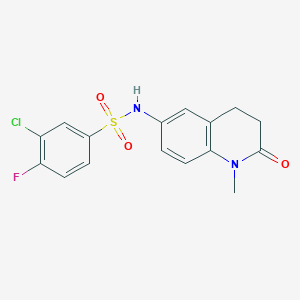 molecular formula C16H14ClFN2O3S B2377341 3-氯-4-氟-N-(1-甲基-2-氧代-1,2,3,4-四氢喹啉-6-基)苯磺酰胺 CAS No. 921915-51-7