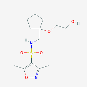 molecular formula C13H22N2O5S B2377342 N-((1-(2-hydroxyethoxy)cyclopentyl)methyl)-3,5-dimethylisoxazole-4-sulfonamide CAS No. 2177060-87-4