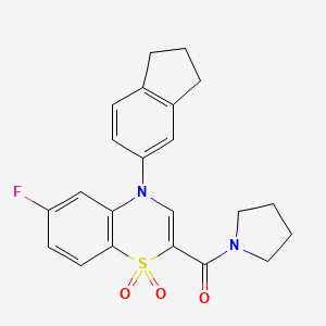 molecular formula C22H21FN2O3S B2377345 4-{[1-(3-bromobenzoyl)pyrrolidin-2-yl]methoxy}-N-cyclopropylbenzamide CAS No. 1251697-89-8